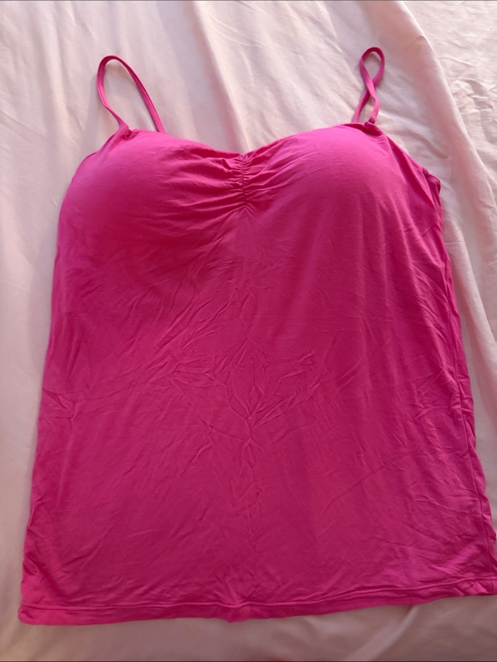 Klassy Network Hot Pink Ruched Spaghetti Strap Cami